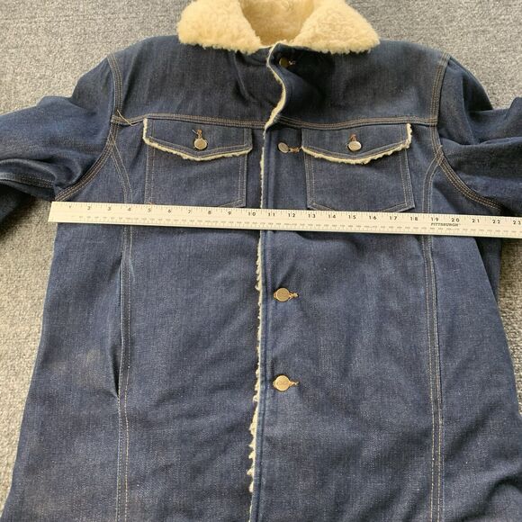 Vintage Carhartt Denim Jacket Sherpa Lined Button Up Dark Wash 80s 90s Size 42 - Picture 10 of 15